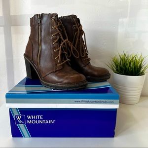 White Mountain Heeled Dark Tan Ankle Boots/Booties